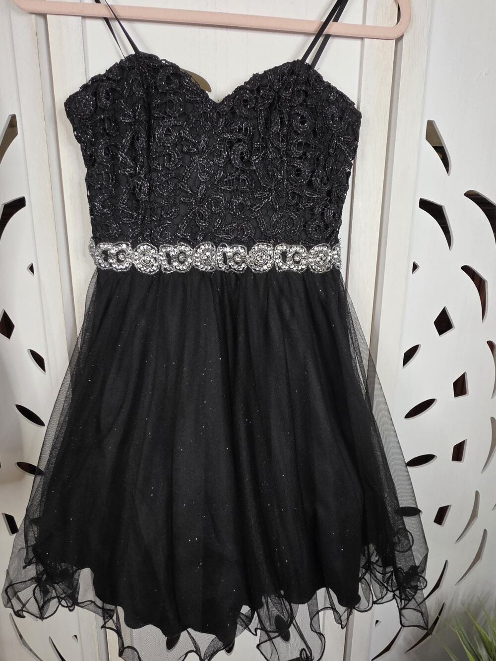 City Studio Black Juniors prom & homecoming dress with rhinestone waist Size 5